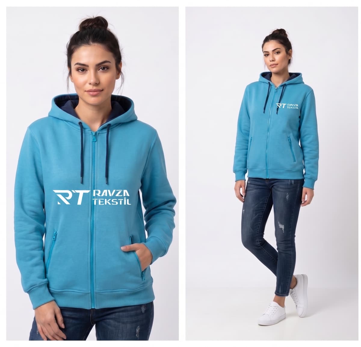 Fermuarlı Kapşonlu Sweatshirt